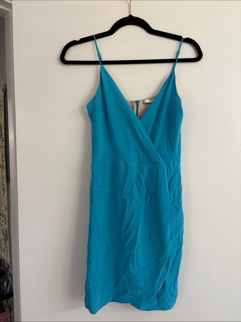 Vintage Lavender Brown 100% Silk Turquoise Blue Slip Dress Spaghetti Strap